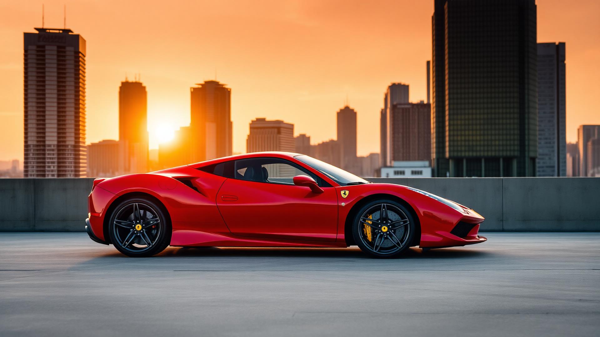 Exotic sports car at dusk